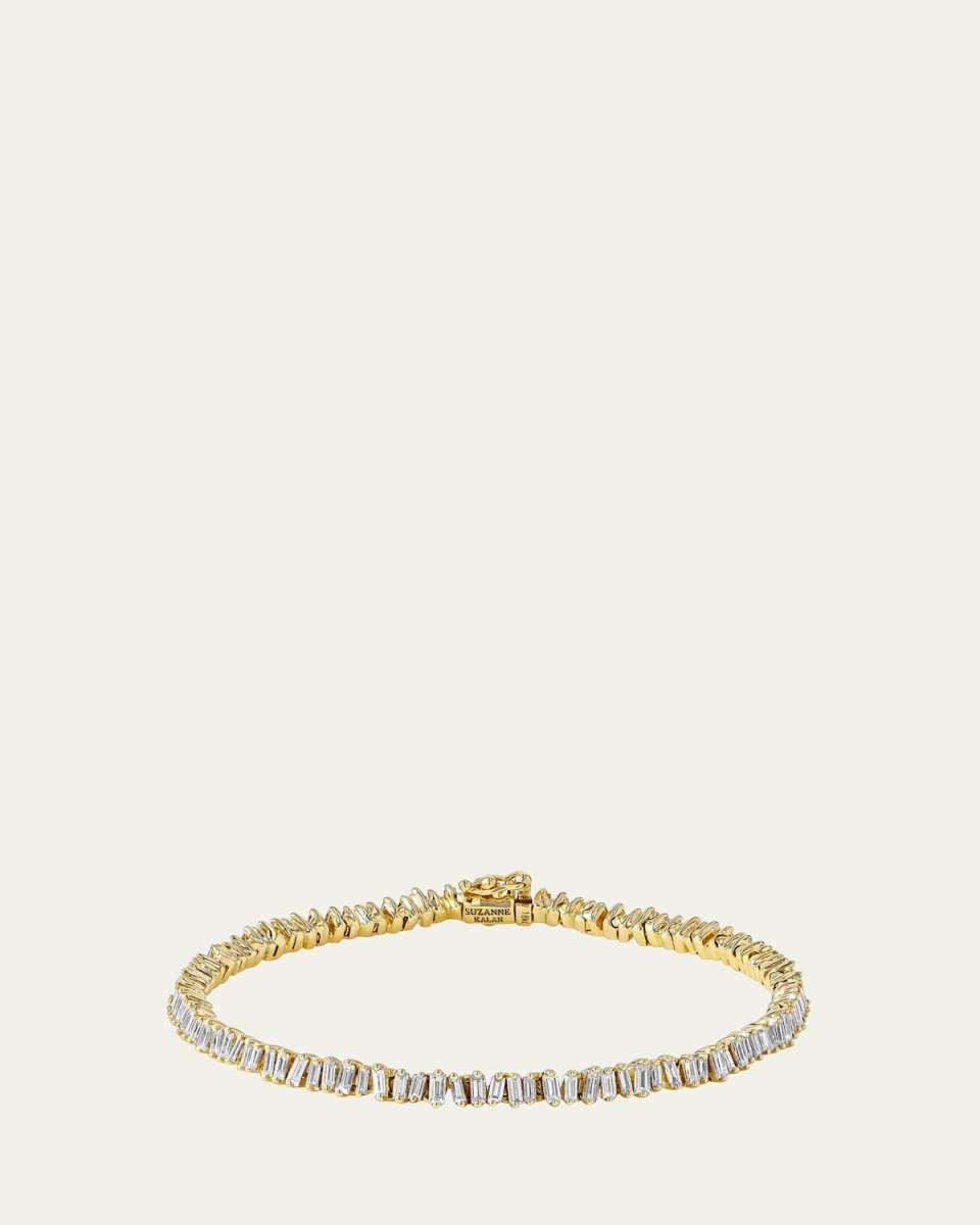 18K Yellow Gold Classic Diamond Mini Baguette Tennis Bracelet